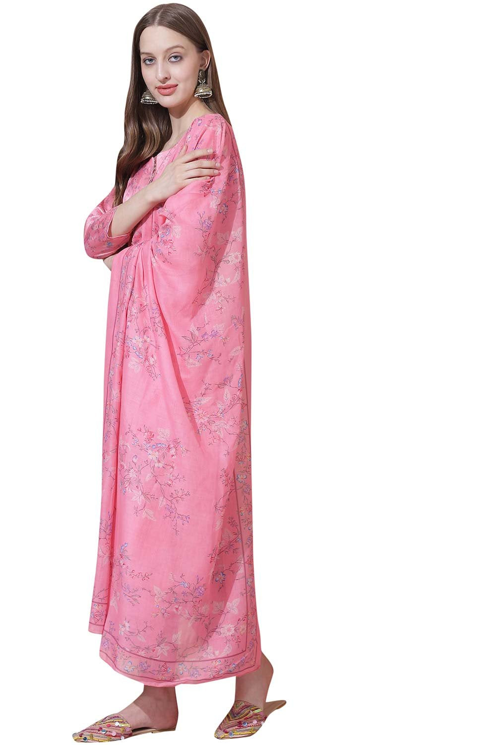 Pink Satin Digital Printed Dress Material