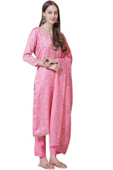 Pink Satin Digital Printed Dress Material