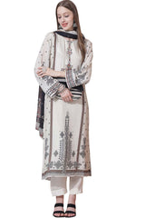 White Muslin Embroidered Dress Material