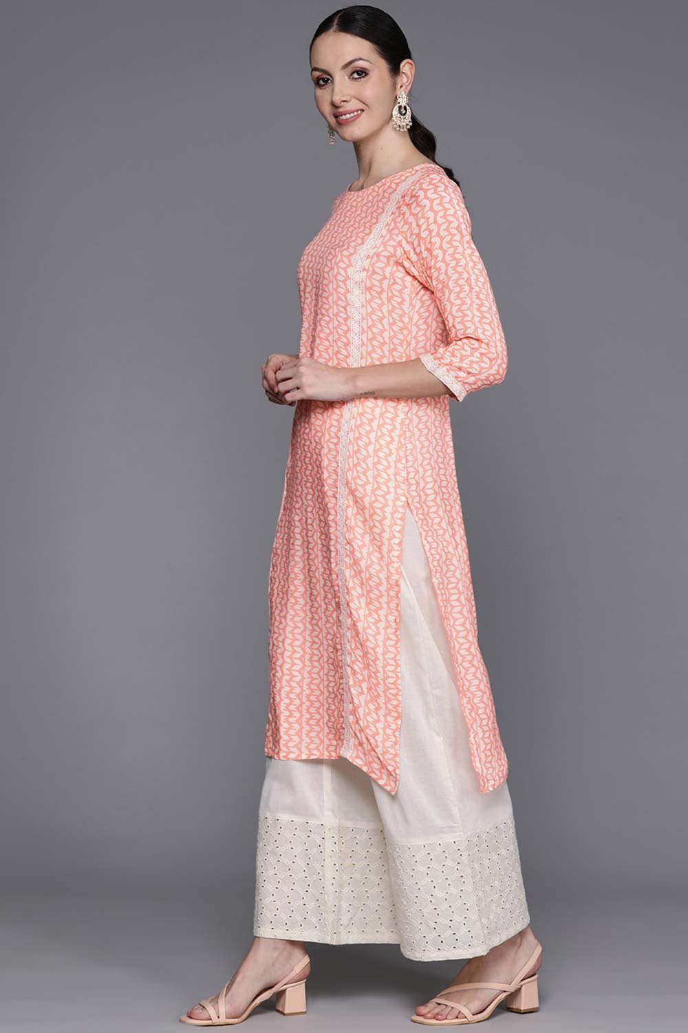 Women's Off White Viscose Rayon Printed Kurta