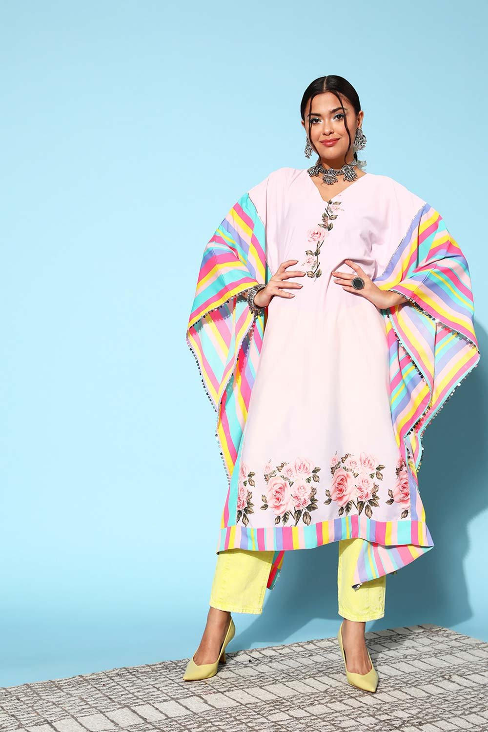 Women's Pink Crepe Printed Kurta