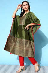 Women's Olive Polyester Printed Kurta