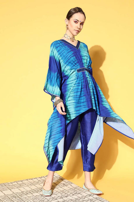 Women's Blue Polyester Printed Kurta