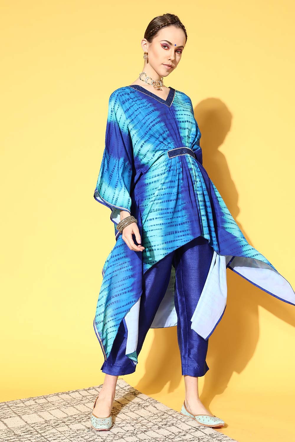 Women's Blue Polyester Printed Kurta