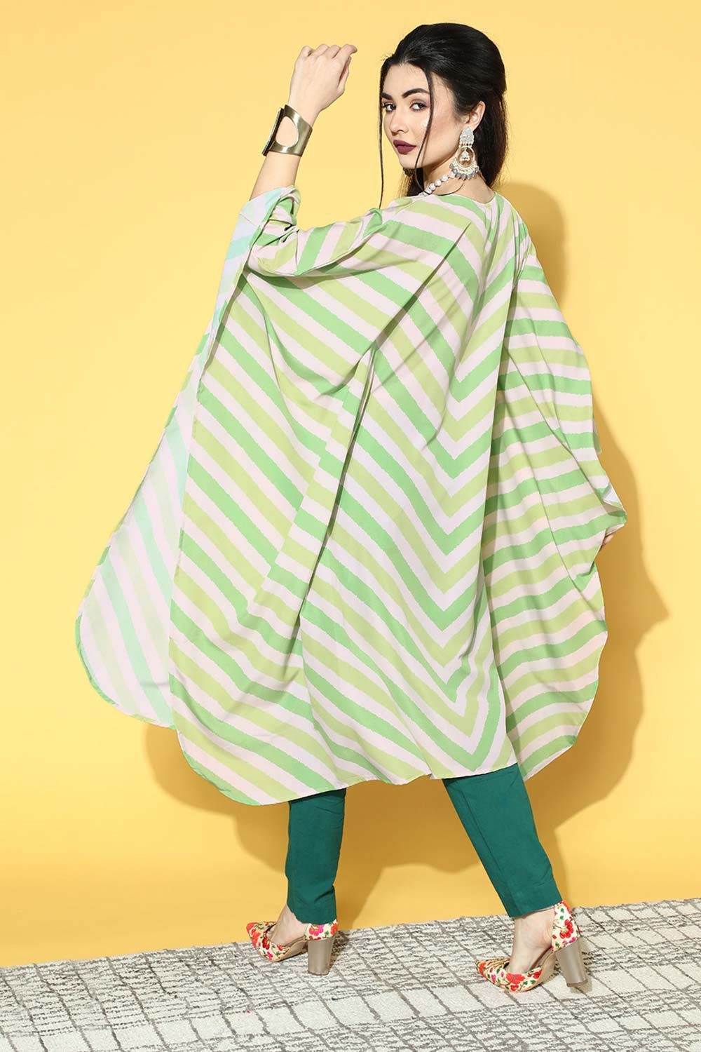 Women's Green Polyester Printed Kurta