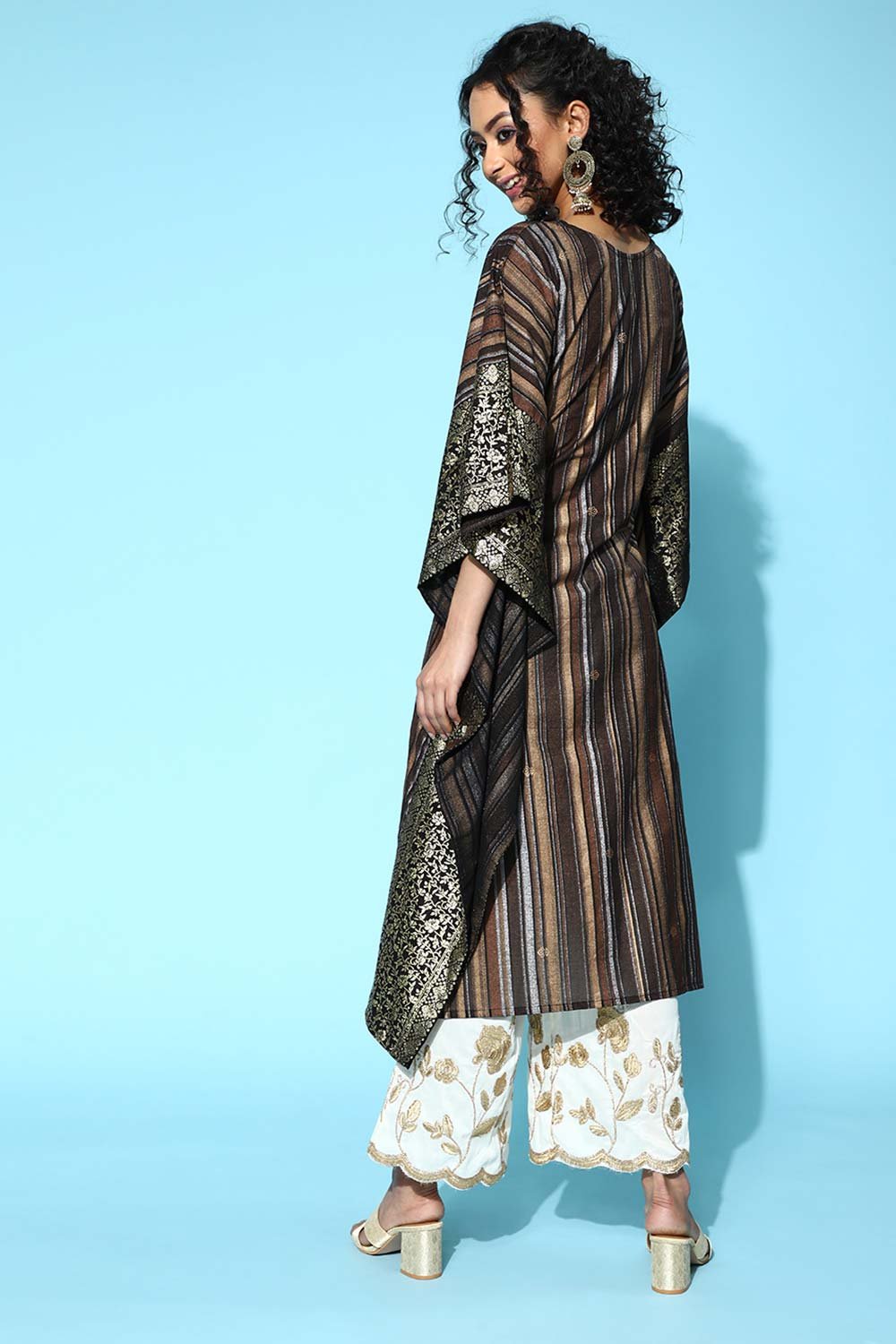 Women's Gold Polyester Printed Kurta