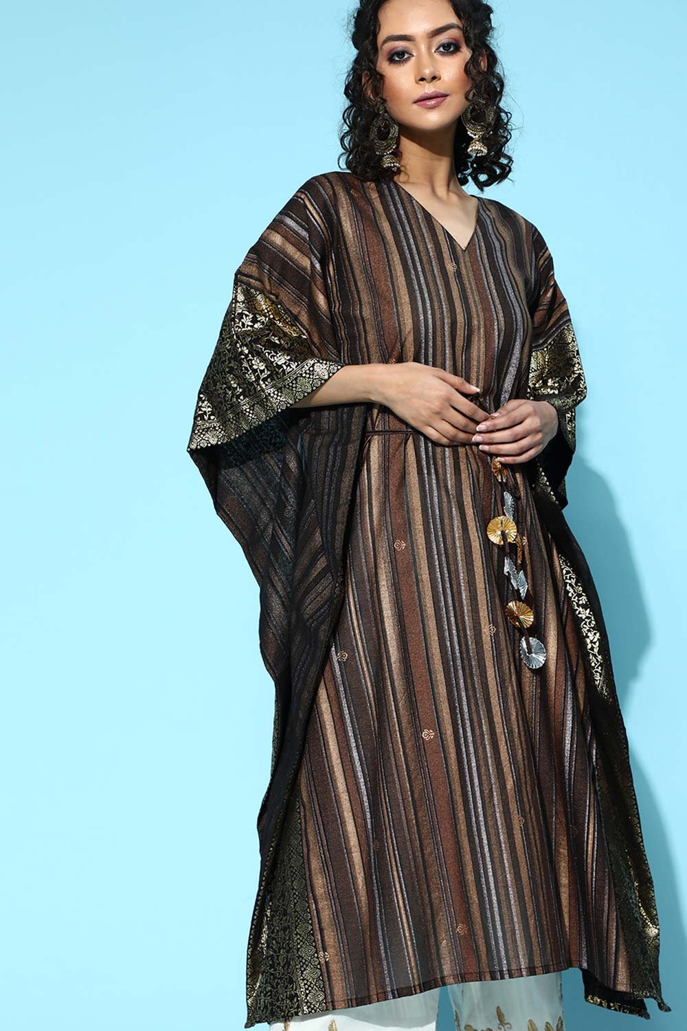 Women's Gold Polyester Printed Kurta