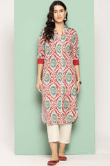 Women's Red Crepe Printed Kurta