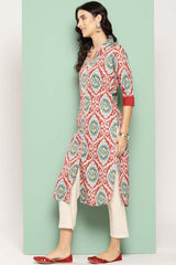 Women's Red Crepe Printed Kurti