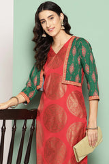 Women's Red Crepe Printed Kurti