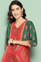 Women's Red Crepe Printed Kurti