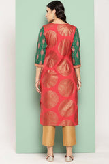 Women's Red Crepe Printed Kurti