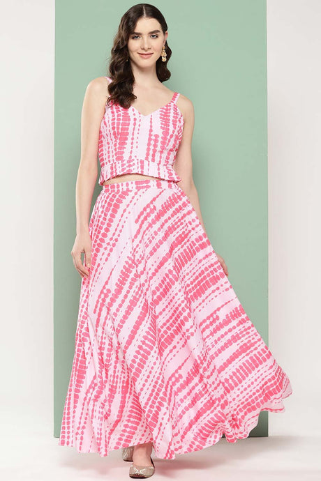 Women's Pink Polyester Printed Co-Ord Set