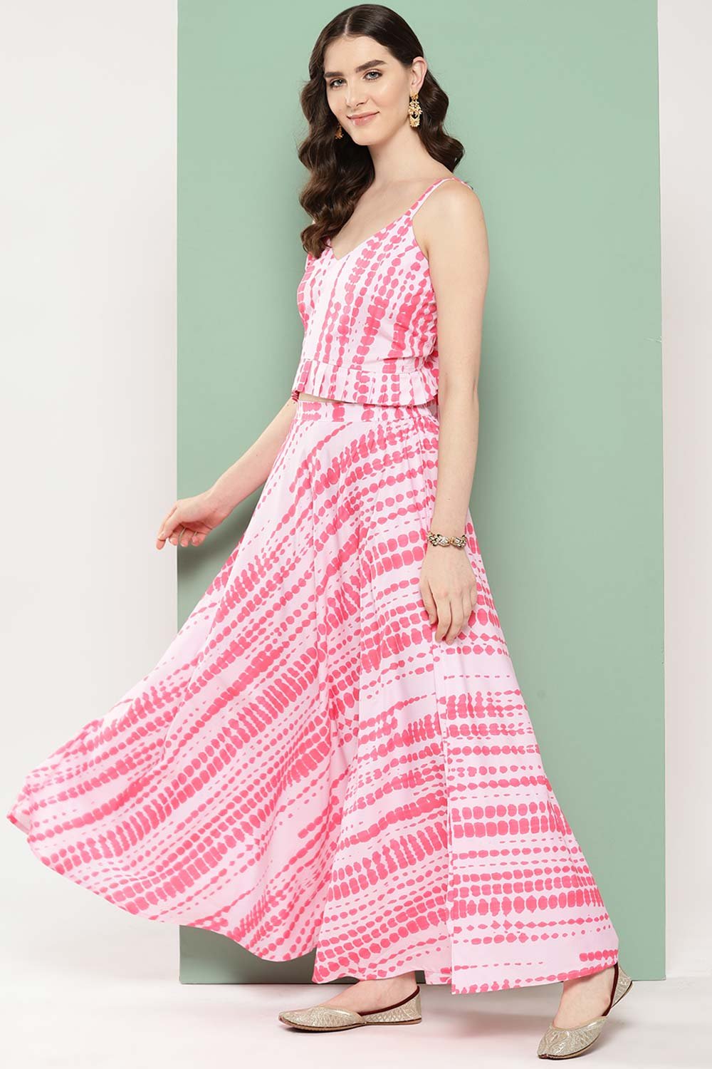 Women's Pink Polyester Printed Co-Ord Set