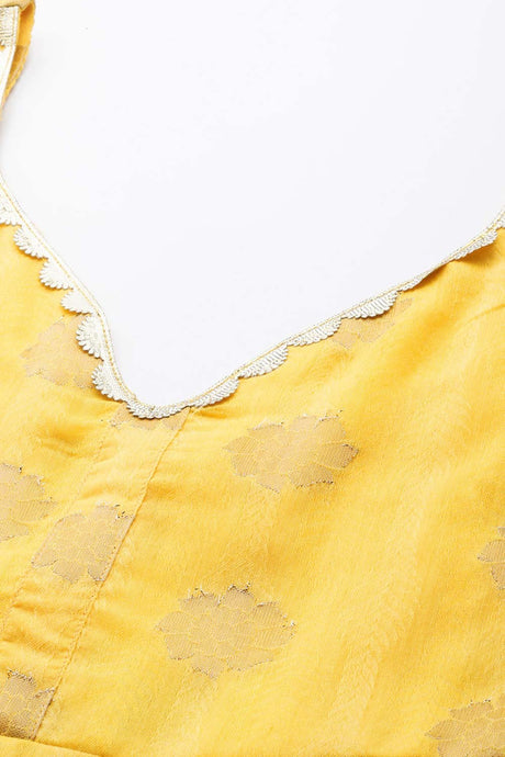 Women's Yellow Polyester Printed Ethnic Dress