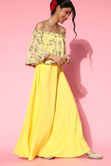 Women's Yellow Georgette Printed Ethnic Dress