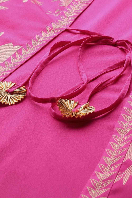 Women's Pink Crepe Printed Ethnic Dress