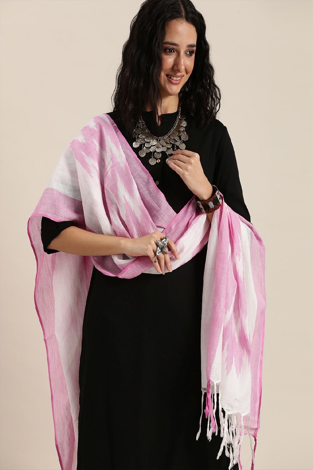 Women's White Cotton Dupatta