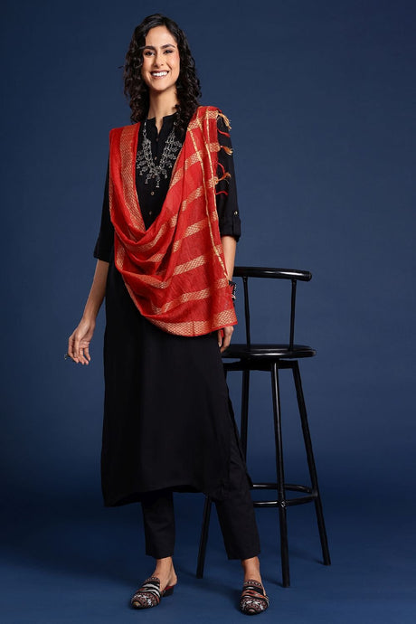 Women's Red Silk Blend Dupatta