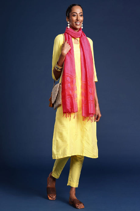 Women's Pink Silk Blend Dupatta