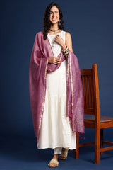 Women's Purple Silk Blend Dupatta