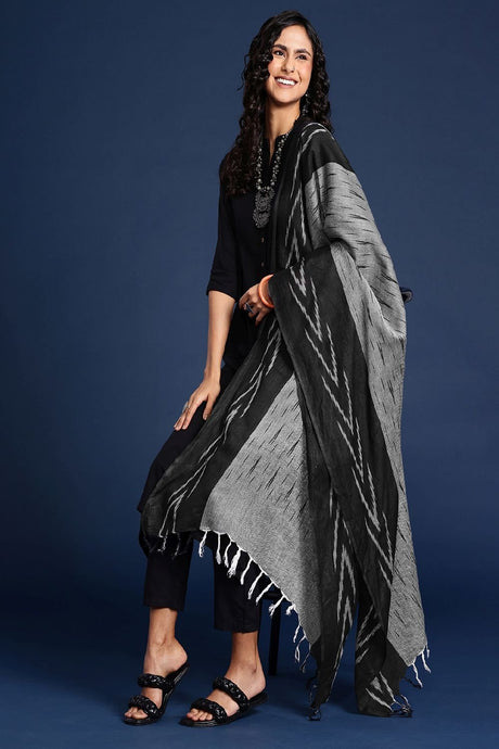 Women's Black Silk Blend Dupatta