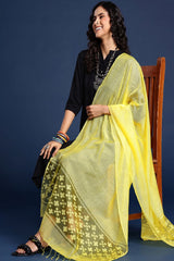 Women's Yellow Silk Blend Dupatta