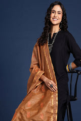 Women's Orange Silk Blend Dupatta