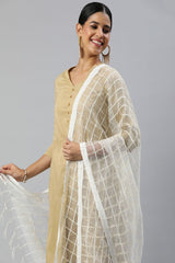 Women's White Silk Blend Dupatta