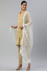 Women's White Silk Blend Dupatta