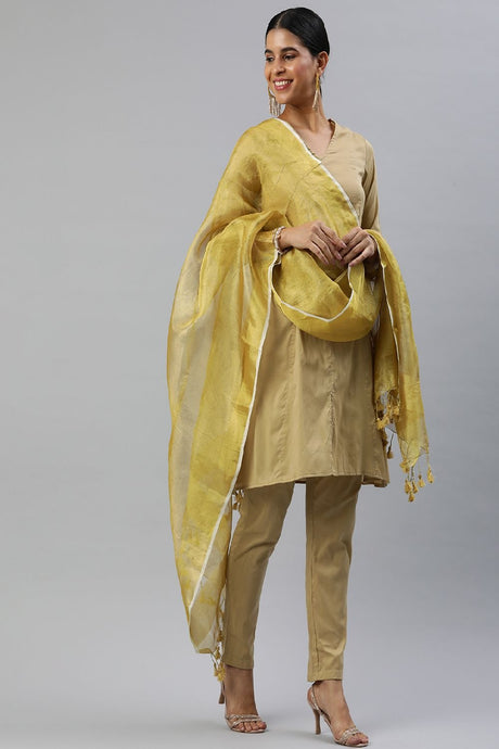 Women's Gold Silk Blend Dupatta