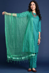 Women's Green Silk Blend Dupatta