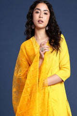 Women's Yellow Silk Blend Dupatta