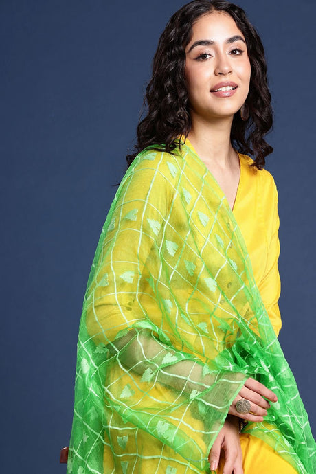 Women's Green Silk Blend Dupatta