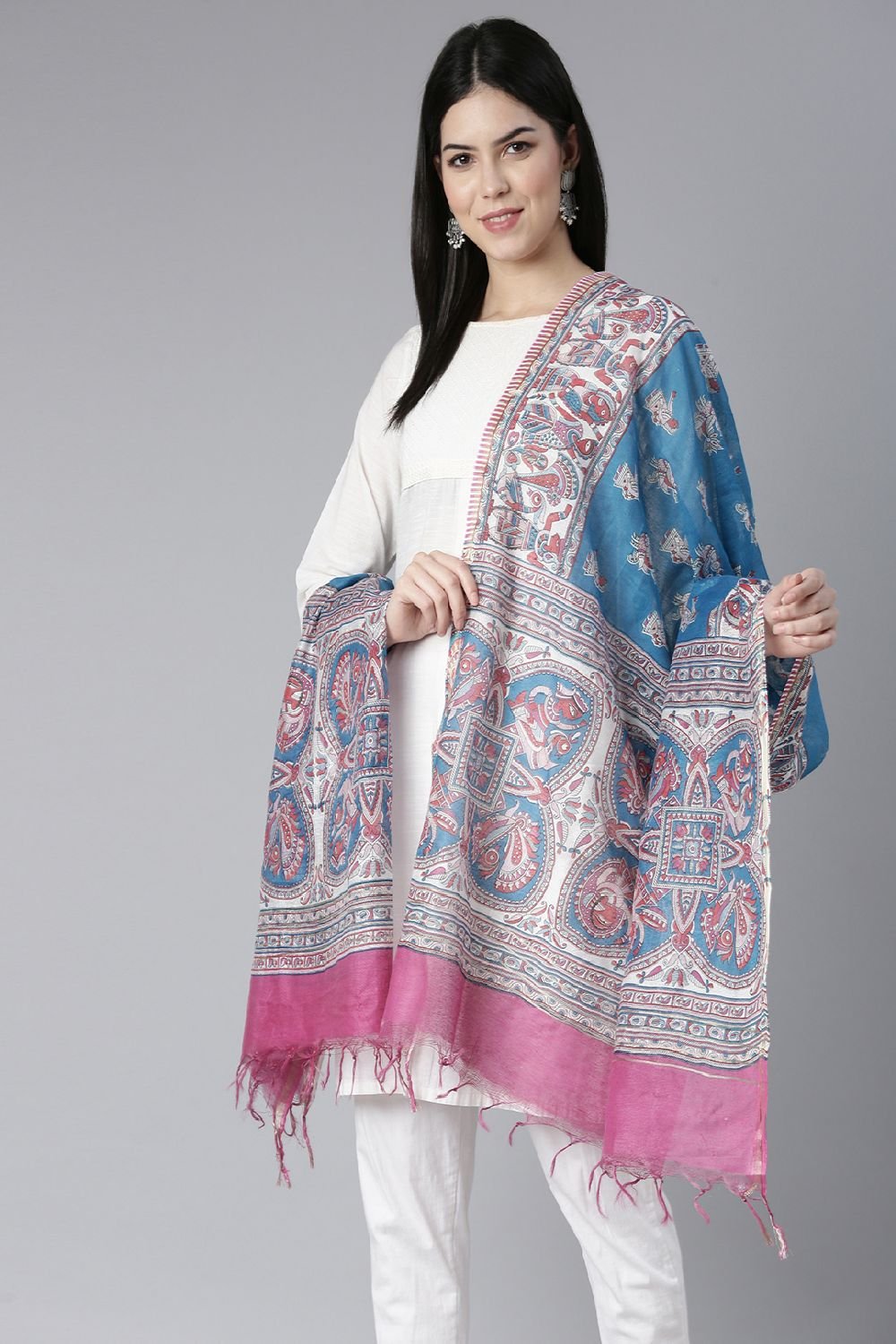 Women's Pink Silk Blend Dupatta