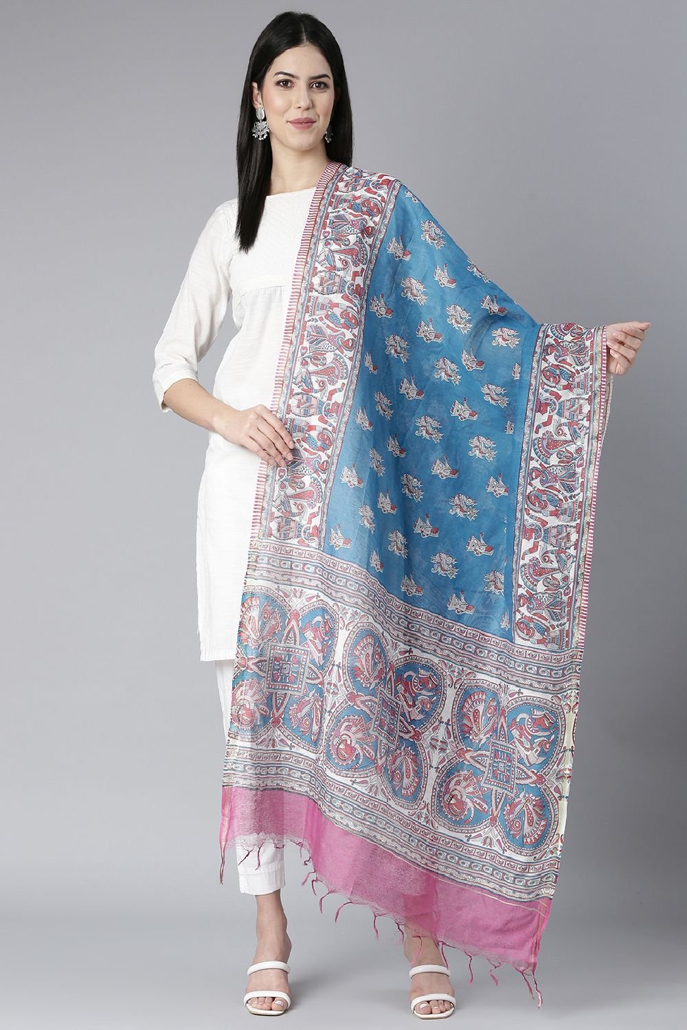 Women's Pink Silk Blend Dupatta