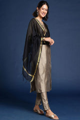 Women's Black Silk Blend Dupatta