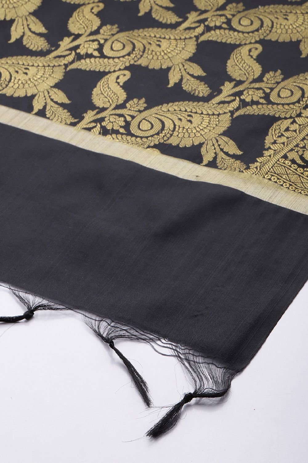 Women's Black Silk Blend Dupatta