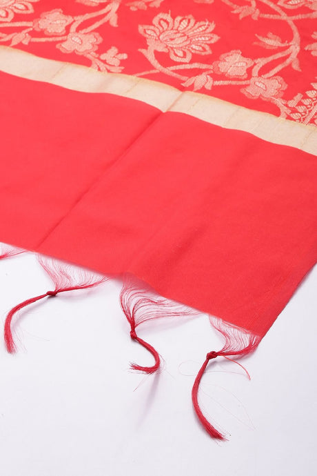 Women's Red Silk Blend Dupatta