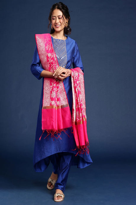 Women's Pink Silk Blend Dupatta