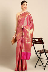 Pink Silk Blend Saree