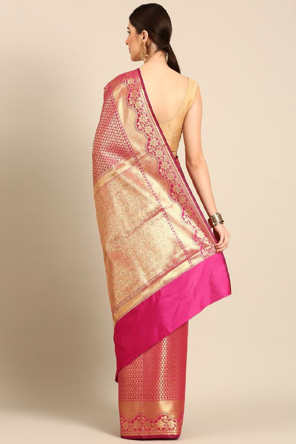 Pink Silk Blend Saree