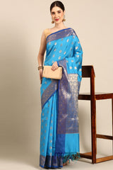 Blue Silk Blend Saree