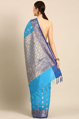 Blue Silk Blend Saree