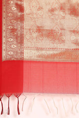 White Silk Blend Saree