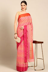 Pink Silk Blend Saree