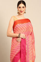 Pink Silk Blend Saree