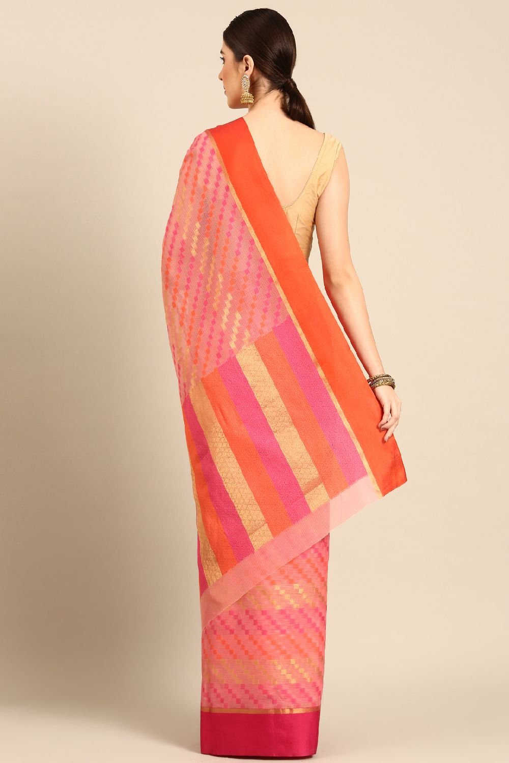 Pink Silk Blend Saree