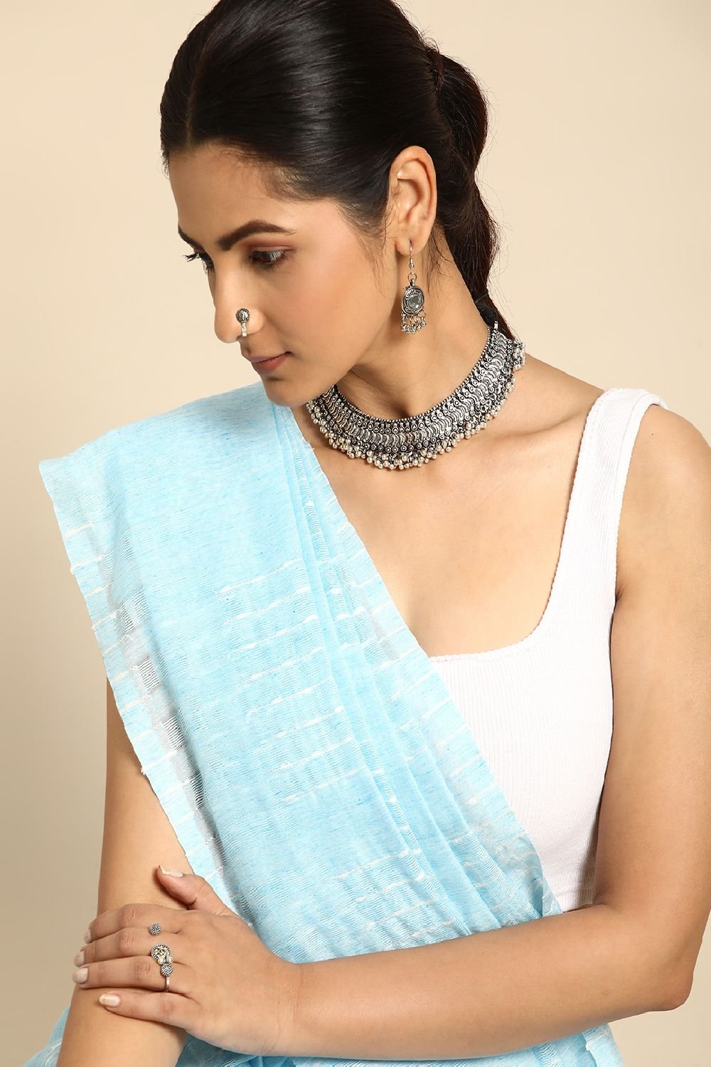 Blue Silk Blend Saree