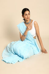 Blue Silk Blend Saree